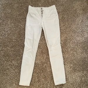 High waisted white pants